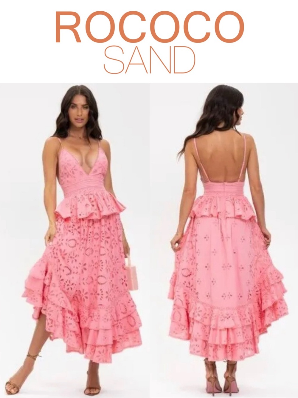 ROCOCO SAND Moss Eyelet Tiered Ruffle-Trim Dress